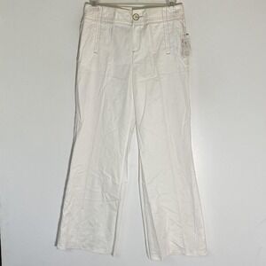 Ellavie Pants Womens 8 White Chino Straight Leg Stretch Twill Casual Pockets‎